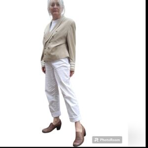 Vintage Mondi Military Style Lightweight Blazer Sz 10 eu44 beige white